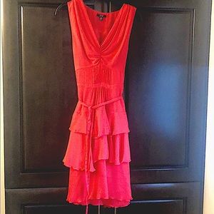 Jacob midi dress, sleeveless corset top with ruching in front and ruffles